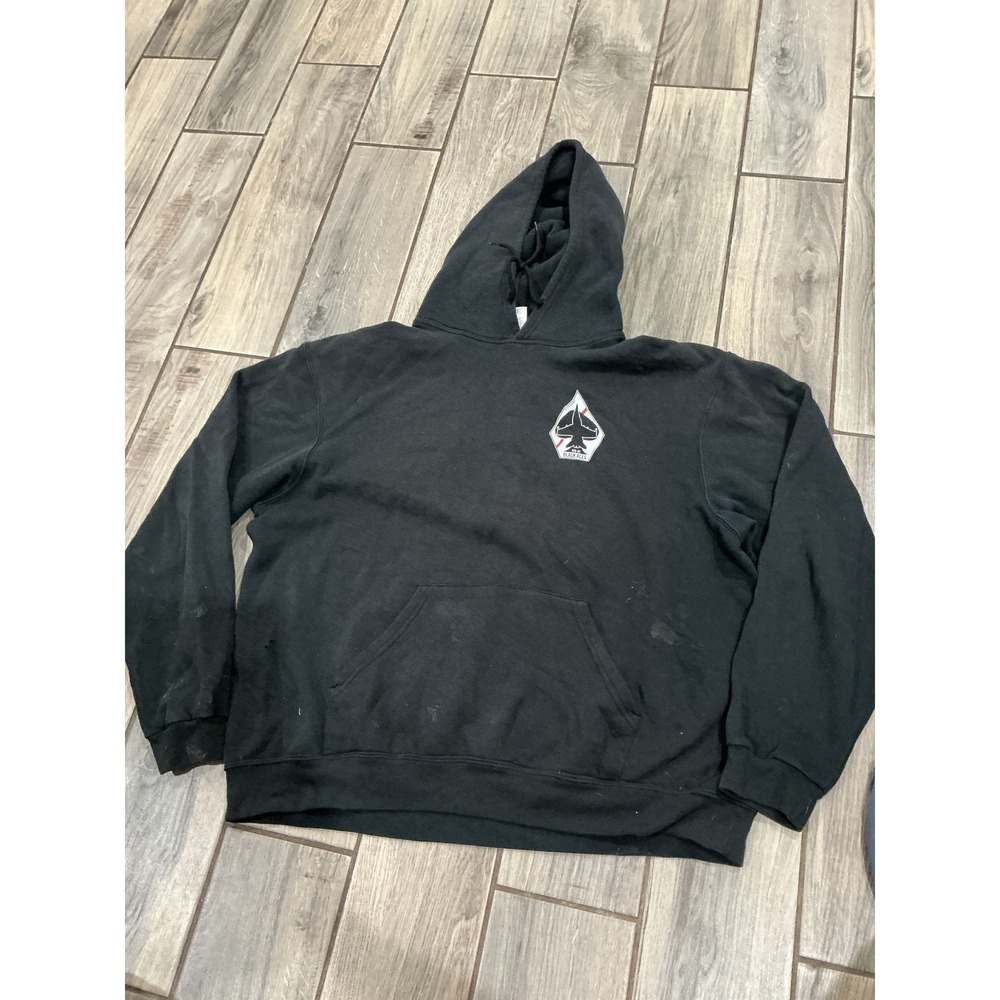 SOFFE Men's XL Black Aces 41‎ Graphic Pullover Hoodie Sweatshirt Cotton Blend